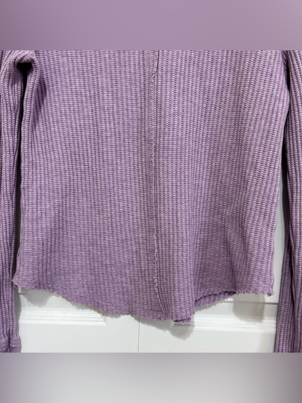 Faherty Legend Apres Waffle Henley Top Long Sleeve Lavender Women's Medium - Picture 10 of 14